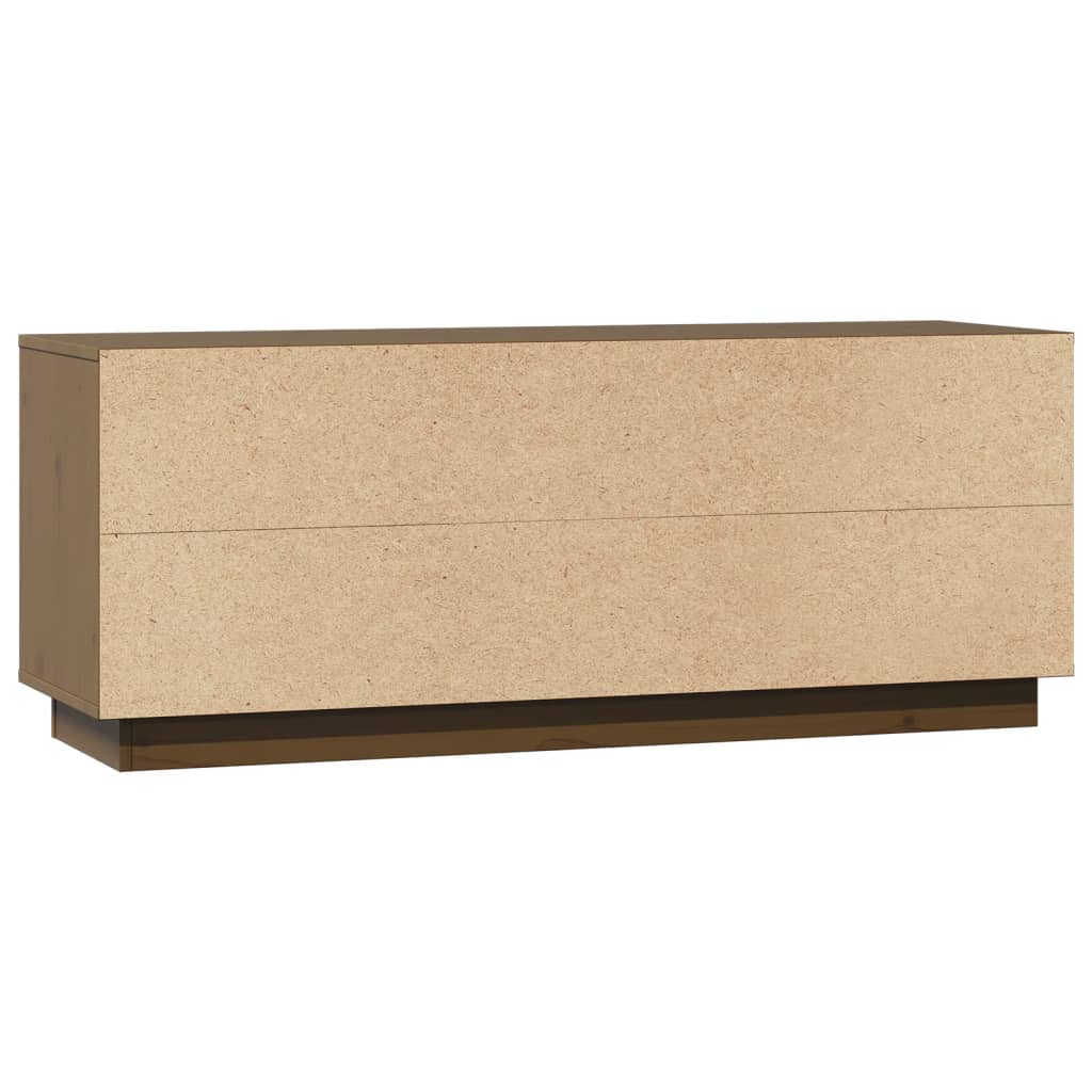 mézbarna tömör fenyőfa TV-szekrény 110,5x35x44 cm