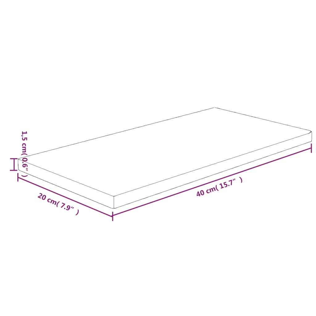 kezeletlen tömör tölgyfa polclap 40x20x1,5 cm