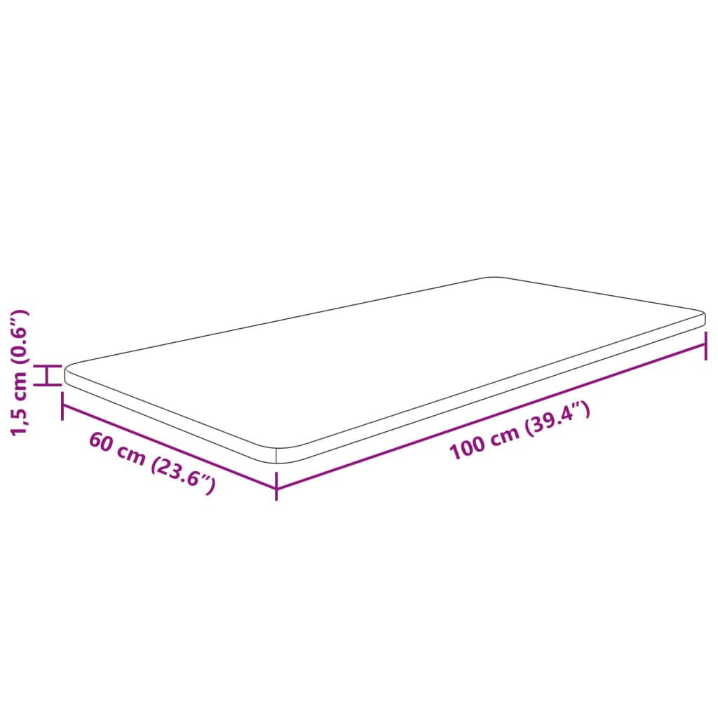 kezeletlen tömör fa fürdőszobai pult 100x60x1,5cm
