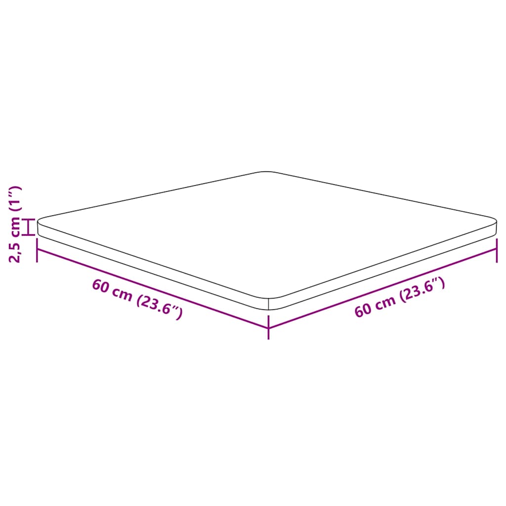 kezeletlen tömör tölgyfa négyzet asztallap 60x60x2,5 cm
