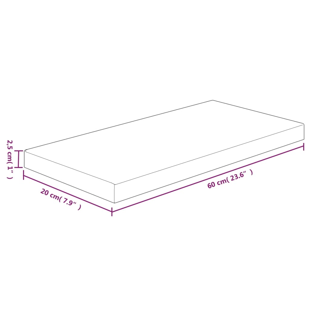 kezeletlen tömör tölgyfa polclap 60x20x2,5 cm