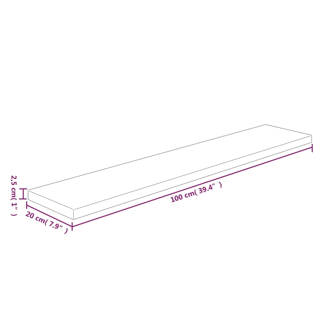 kezeletlen tömör tölgyfa polclap 100x20x2,5 cm