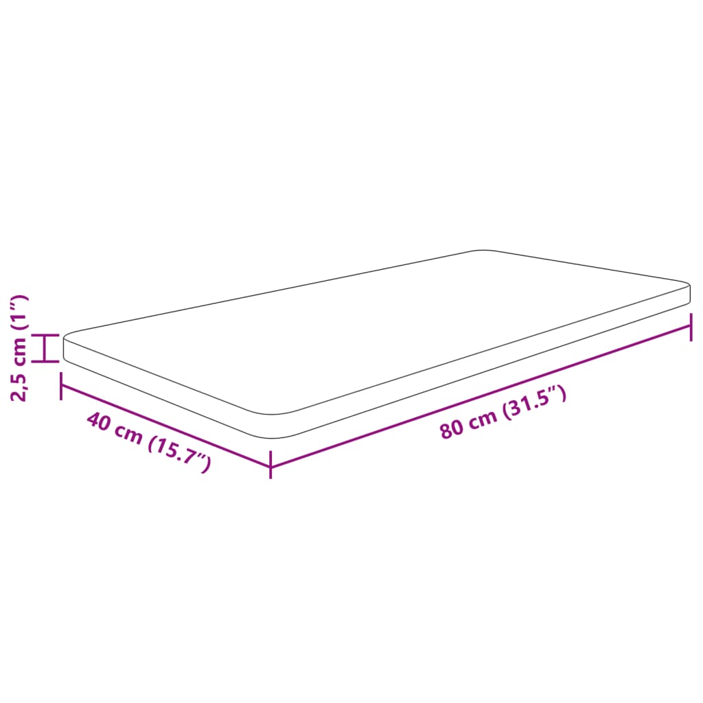 kezeletlen tömör fa fürdőszobai pult 80 x 40 x 2,5 cm