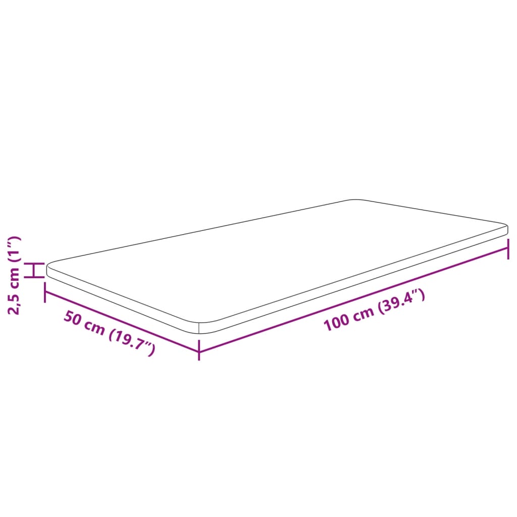 kezeletlen tömör fa fürdőszobai pult 100x50x2,5 cm