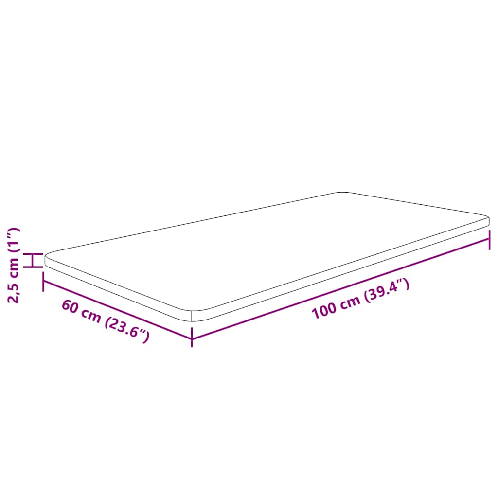 kezeletlen tömör fa fürdőszobai pult 100x60x2,5 cm