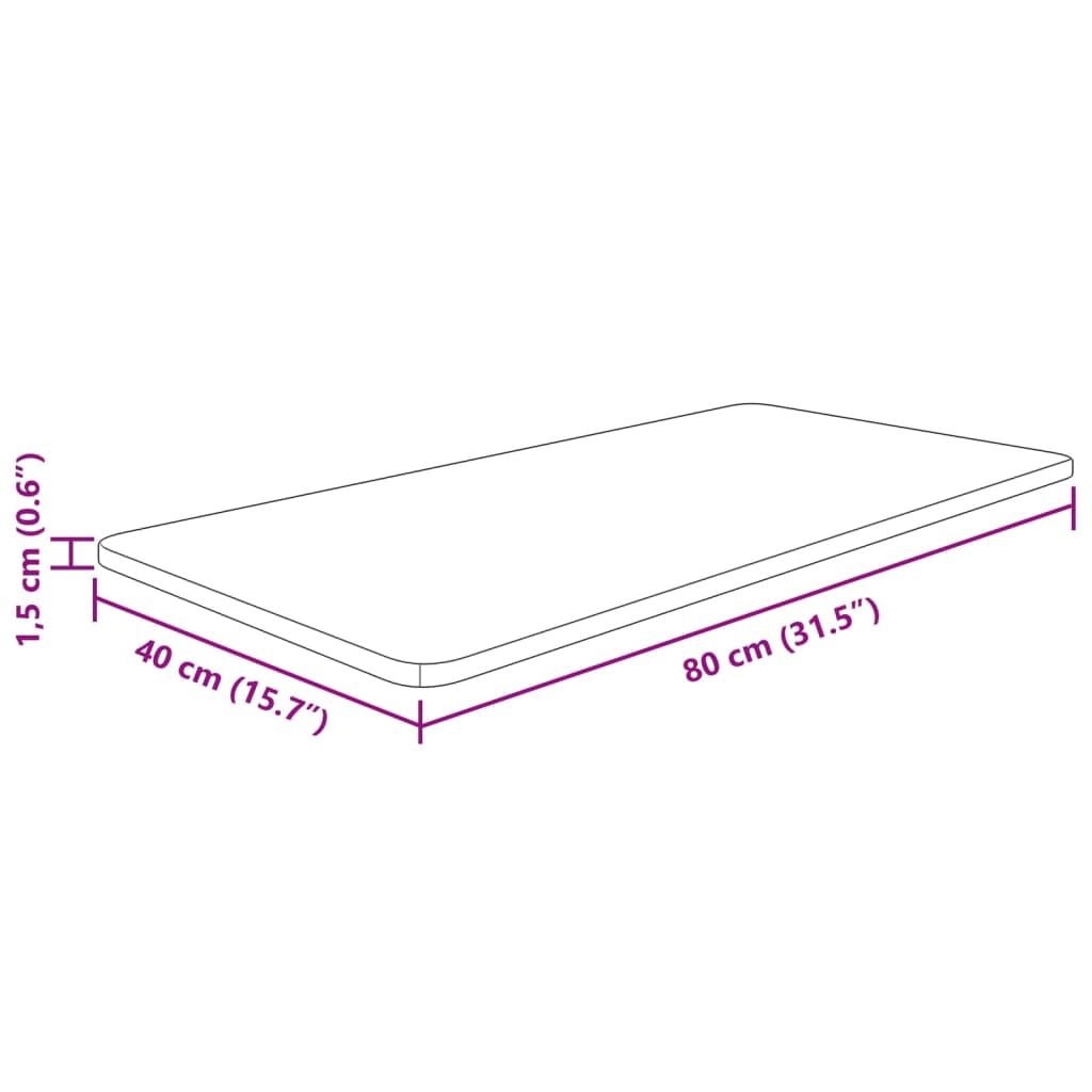 világosbarna kezelt tömör fa fürdőszobai pult 80x40x1,5 cm