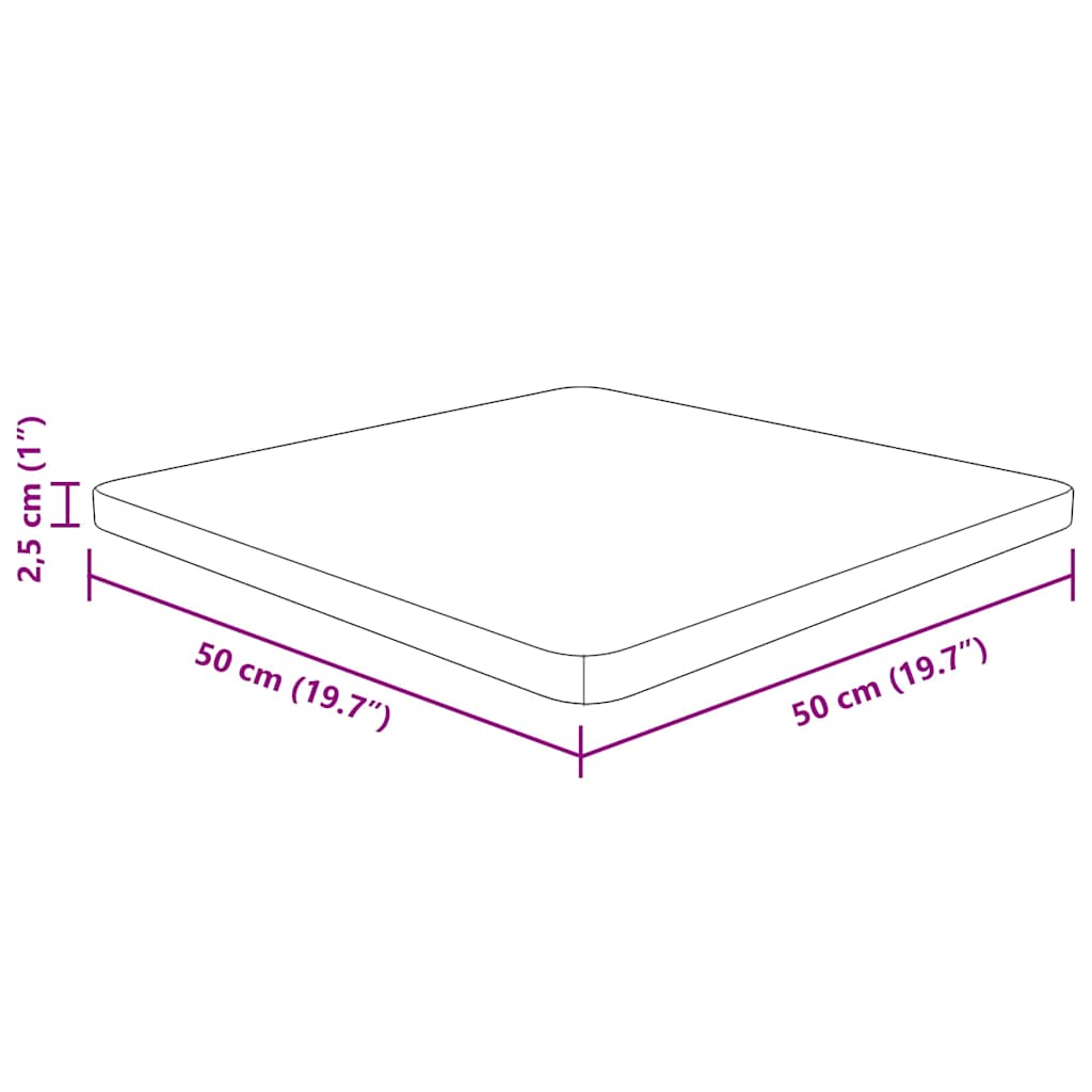 sötétbarna kezelt tömör tölgyfa négyzet asztallap 50x50x2,5cm