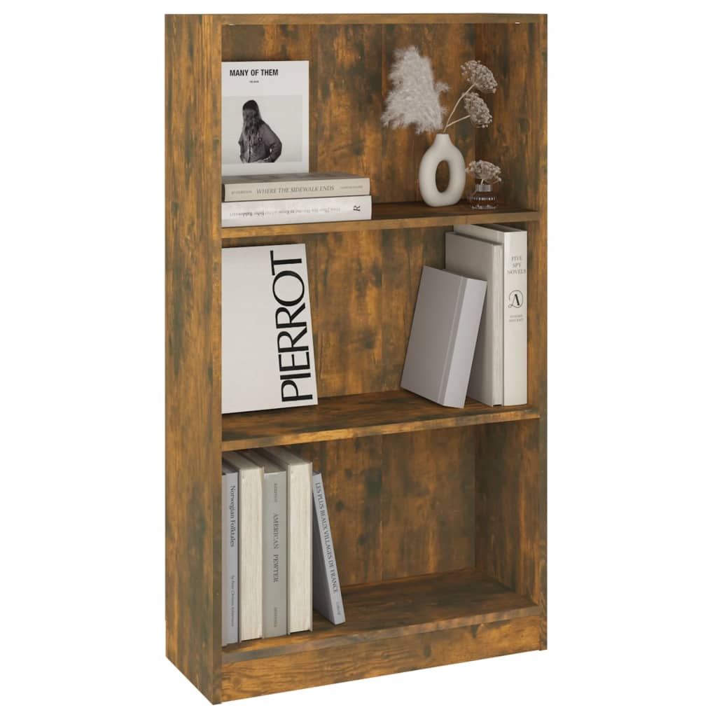füstös tölgy színű szerelt fa könyvszekrény 60 x 24 x 109 cm