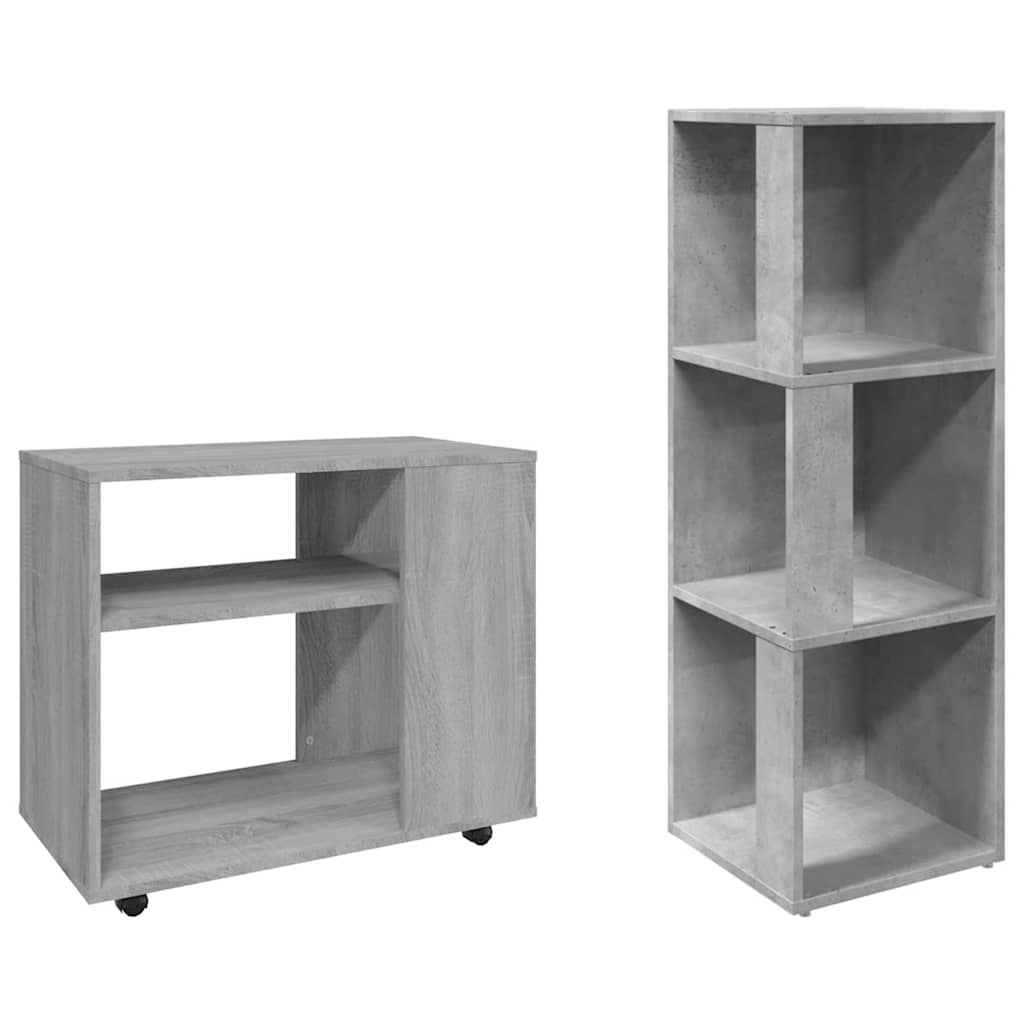 szürke sonoma színű szerelt fa kisasztal 70 x 35 x 60,5 cm