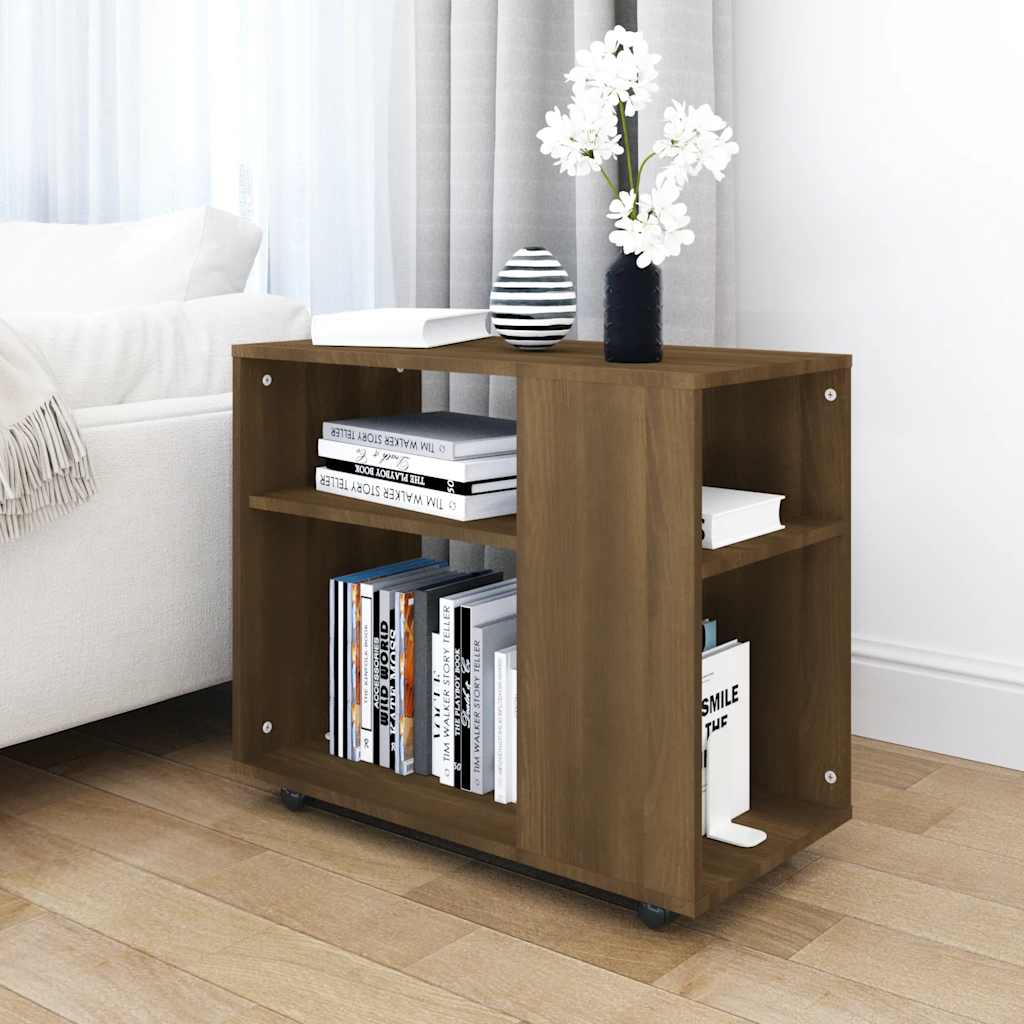 barna tölgy színű szerelt fa kisasztal 70 x 35 x 60,5 cm