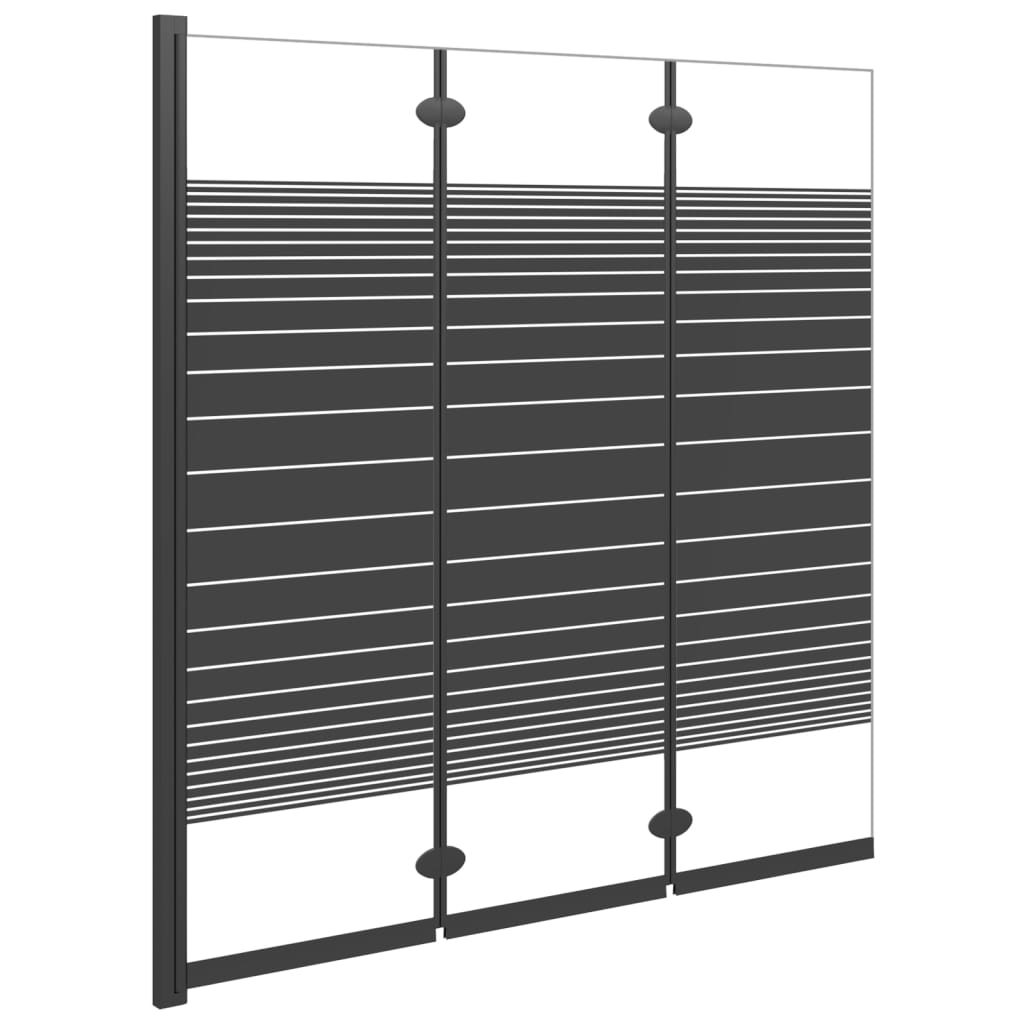 3 paneles fekete ESG összecsukható zuhanyparaván 130 x 130 cm