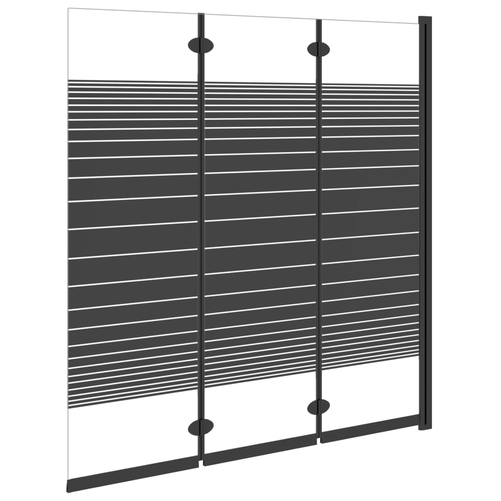 3 paneles fekete ESG összecsukható zuhanyparaván 130 x 130 cm