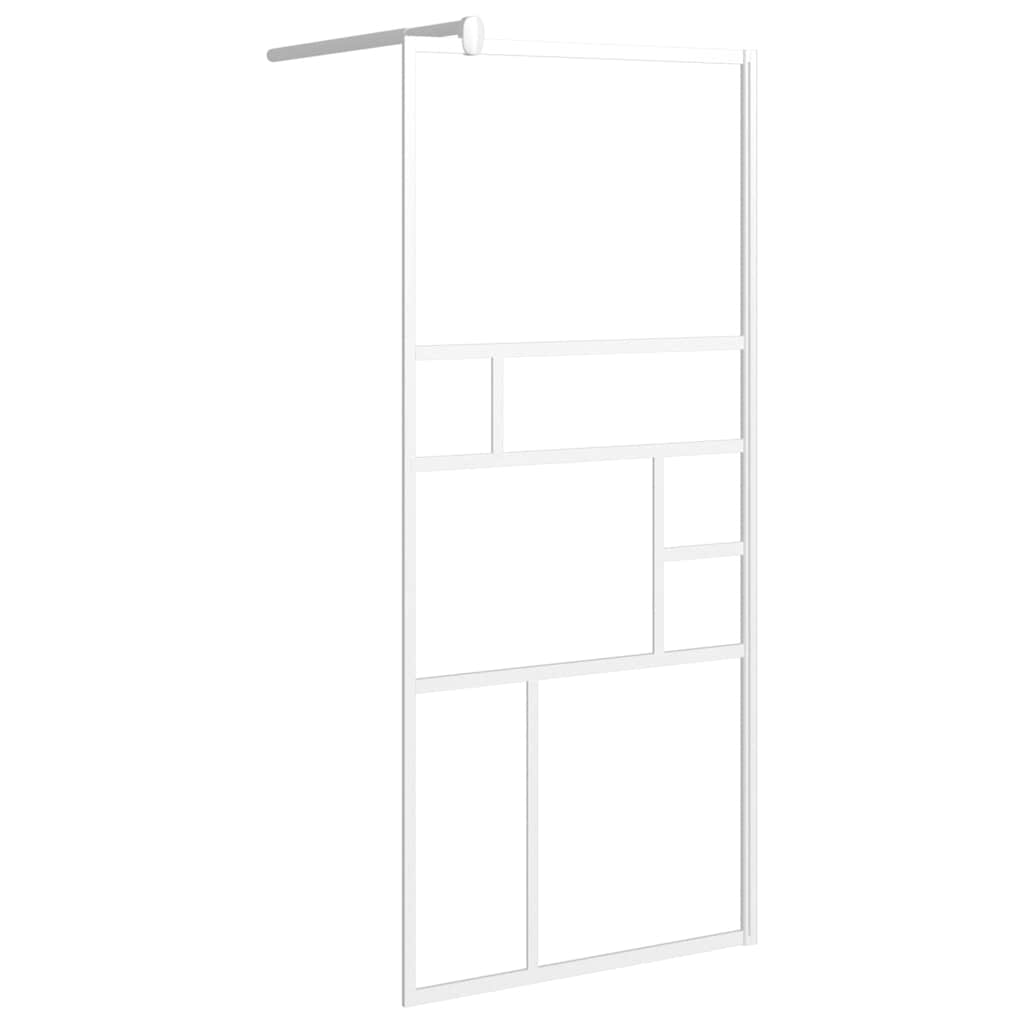 fehér ESG üveg zuhanyfal küszöb nélküli zuhanyhoz 80 x 195 cm