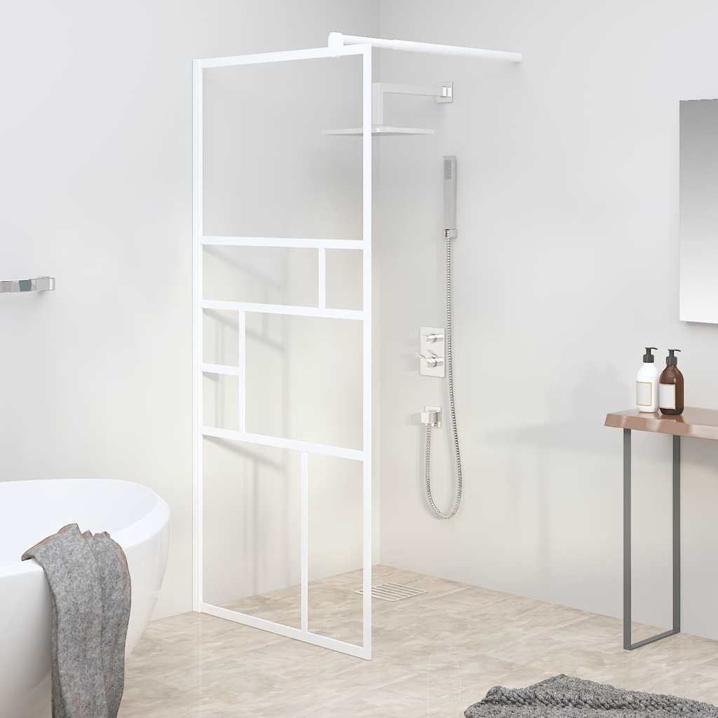 fehér ESG üveg zuhanyfal küszöb nélküli zuhanyhoz 80 x 195 cm