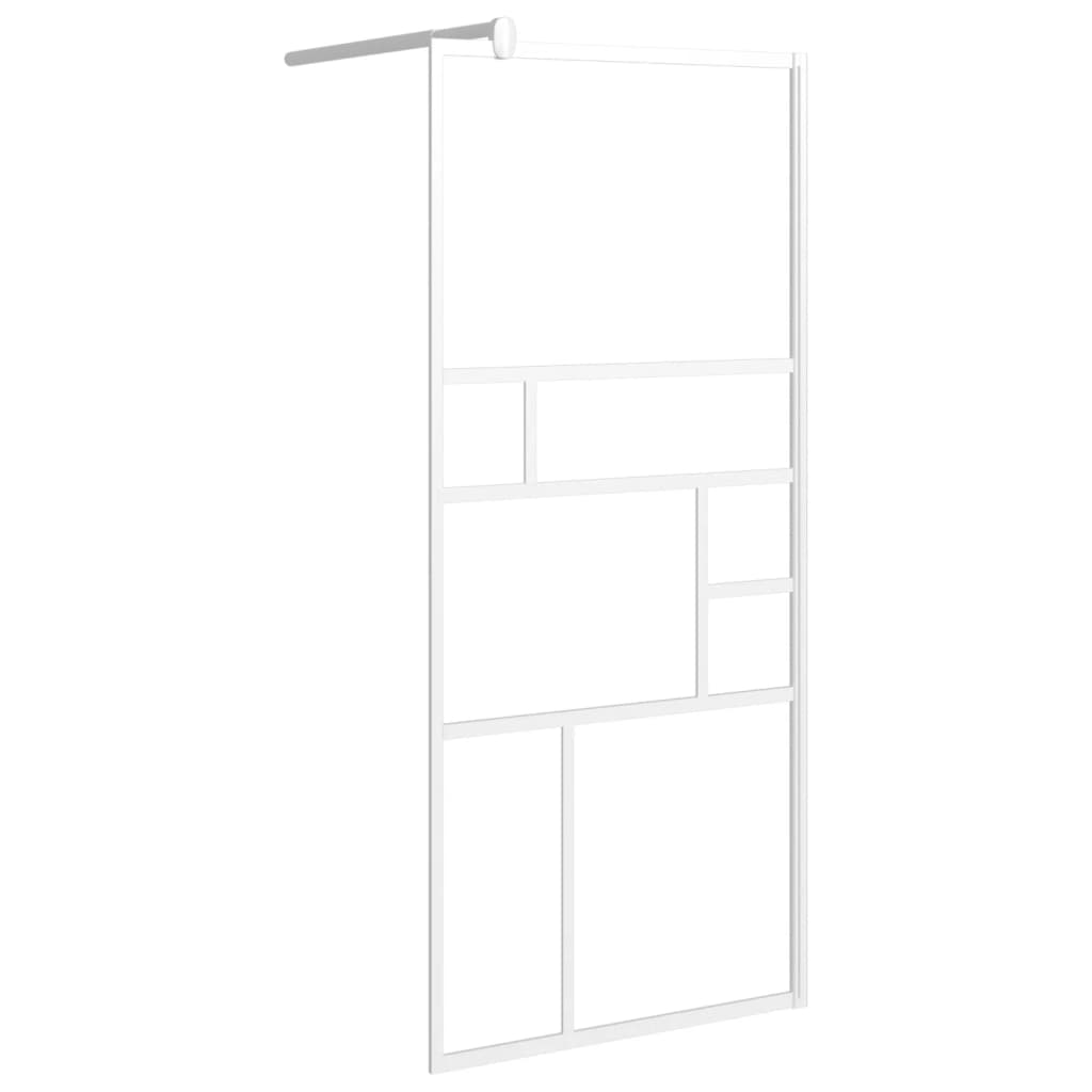 fehér ESG üveg zuhanyfal küszöb nélküli zuhanyhoz 90x195 cm