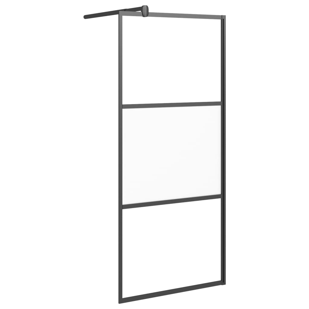 fekete selyemmatt ESG üveg zuhanyfal 80 x 195 cm