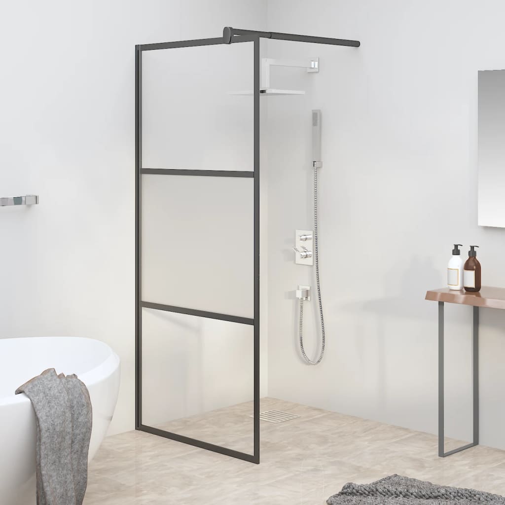fekete selyemmatt ESG üveg zuhanyfal 80 x 195 cm
