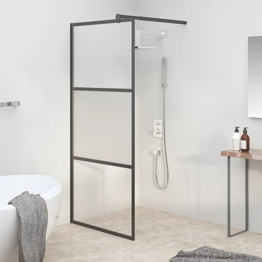 fekete selyemmatt ESG üveg zuhanyfal 80 x 195 cm