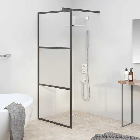 fekete selyemmatt ESG üveg zuhanyfal 90x195 cm