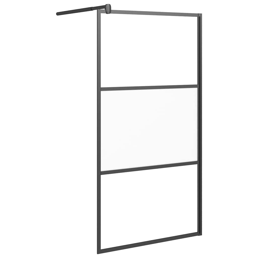 fekete selyemmatt ESG üveg zuhanyfal 100x195 cm