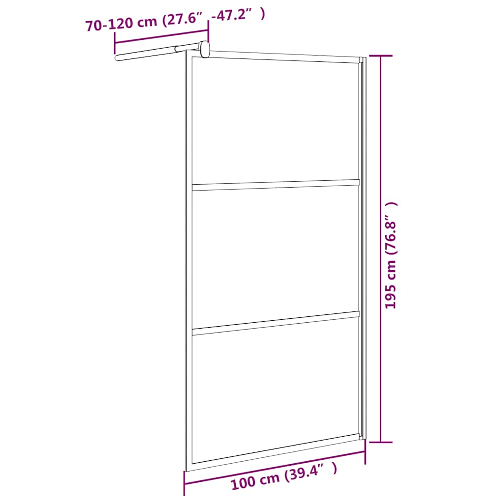 fekete ESG tejüveg zuhanyfal küszöb nélküli zuhanyhoz 80x195 cm