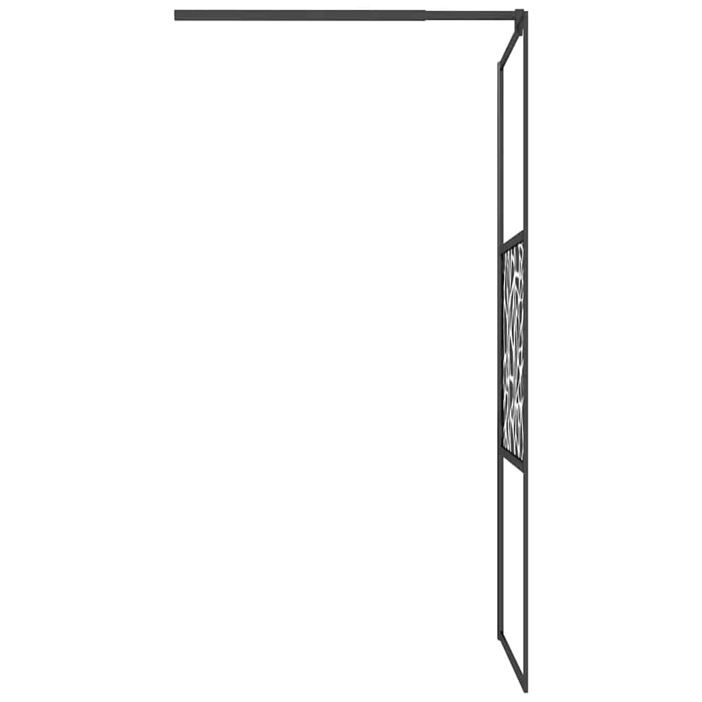 fekete ESG üveg zuhanyfal kőmintával 80 x 195 cm