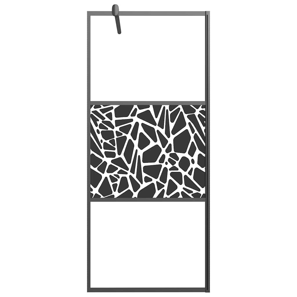 fekete ESG üveg zuhanyfal kőmintával 90x195cm