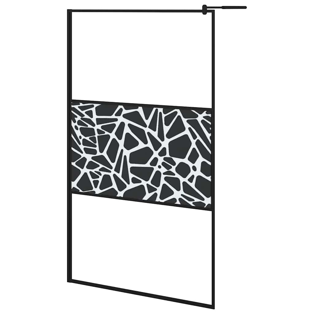 fekete ESG üveg zuhanyfal kőmintával 115x195cm