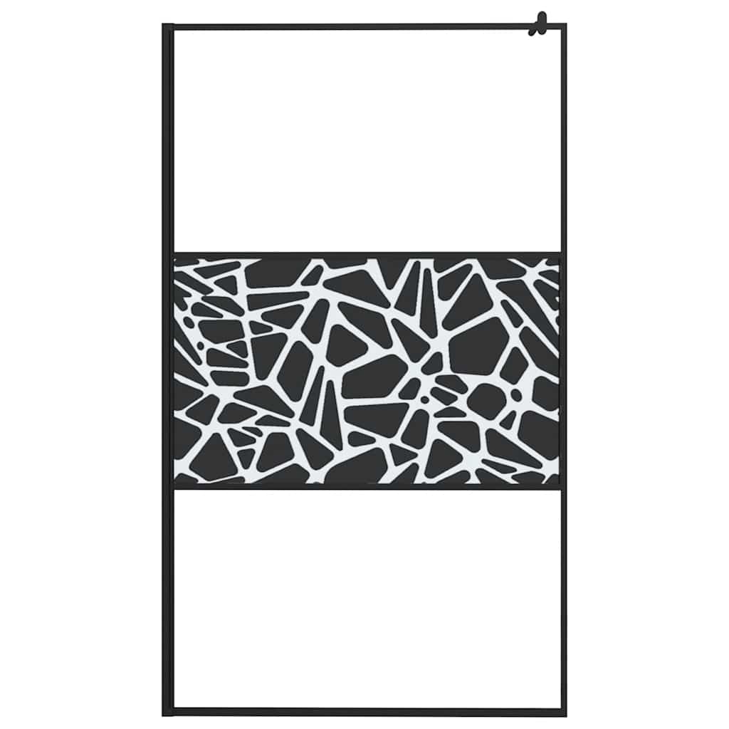 fekete ESG üveg zuhanyfal kőmintával 115x195cm