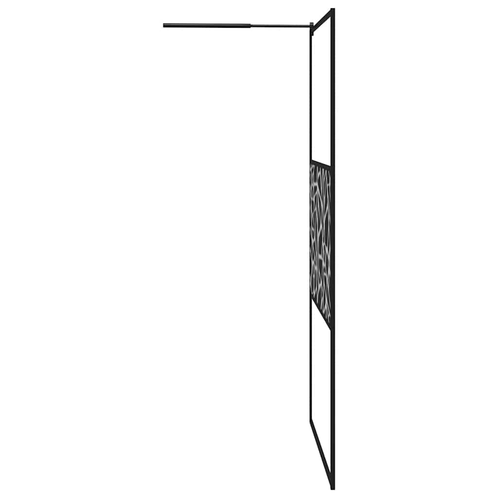 fekete ESG üveg zuhanyfal kőmintával 115x195cm
