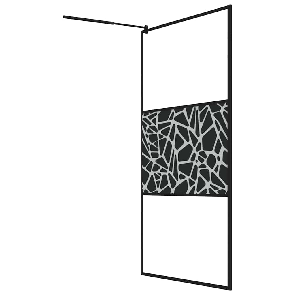 fekete ESG üveg zuhanyfal kőmintával 115x195cm