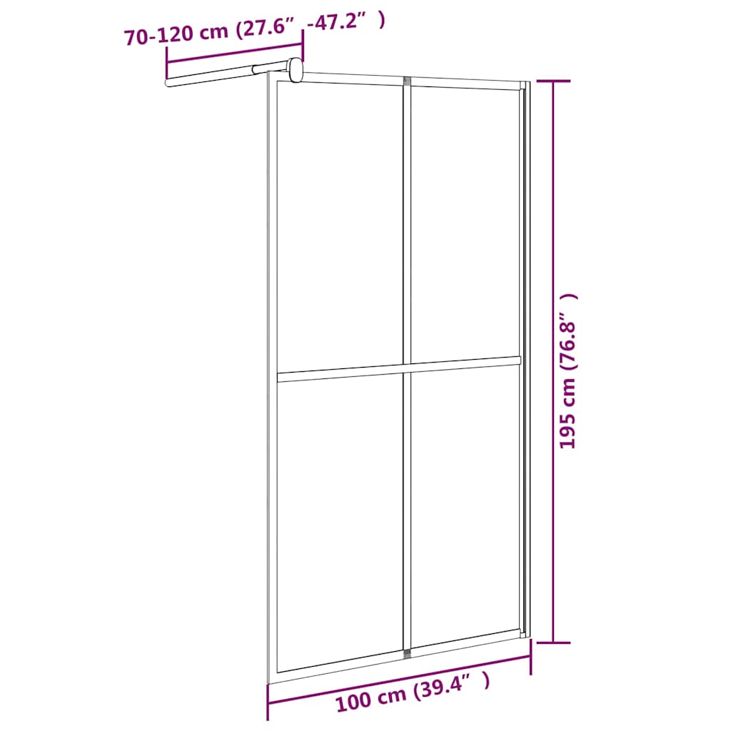 sötét edzett üveg zuhanyfal küszöb nélküli zuhanyhoz 100x195cm