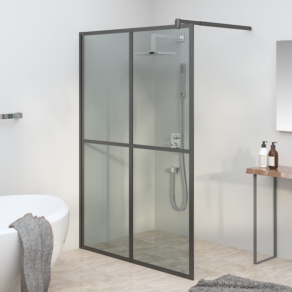 sötét edzett üveg zuhanyfal küszöb nélküli zuhanyhoz 140x195 cm