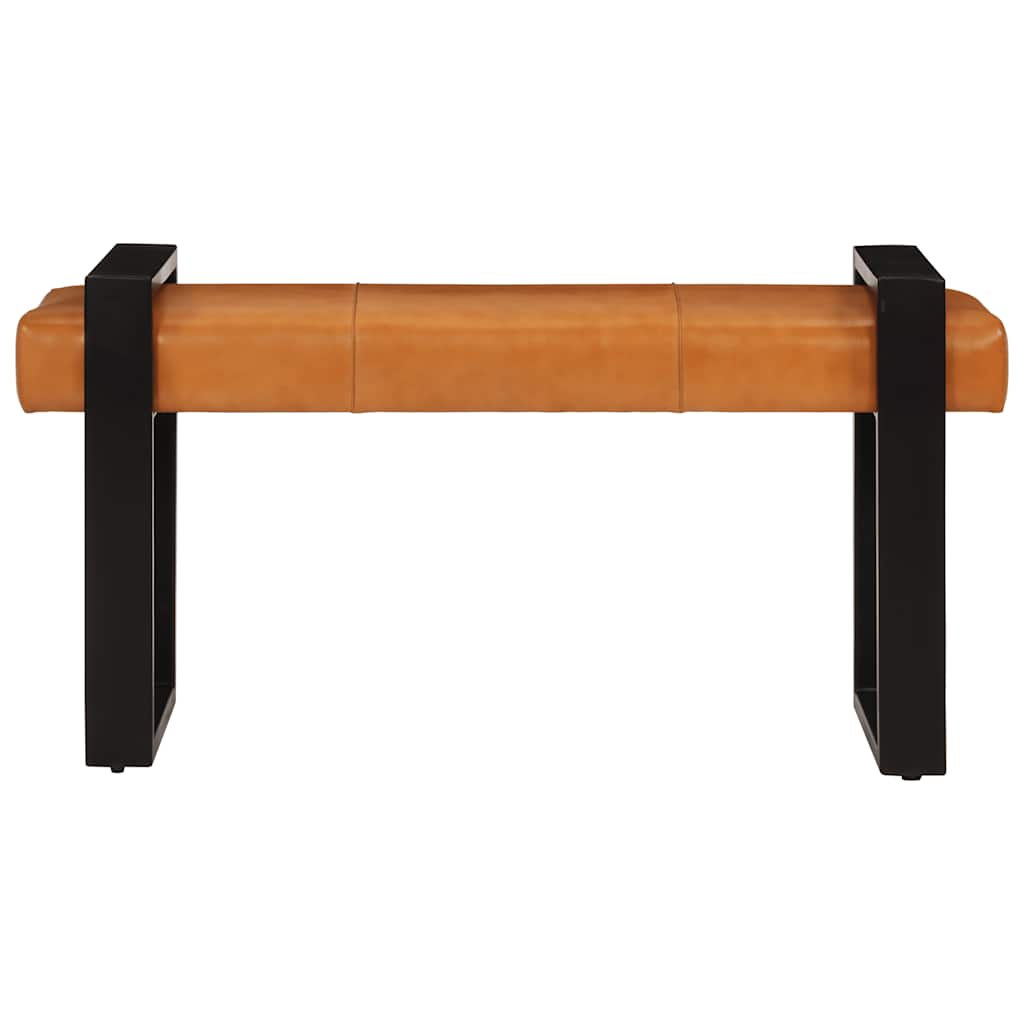fekete-barna valódi kecskebőr pad 110 cm