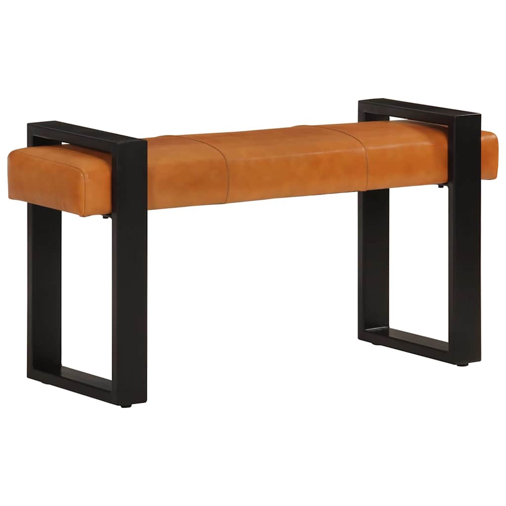 fekete-barna valódi kecskebőr pad 110 cm