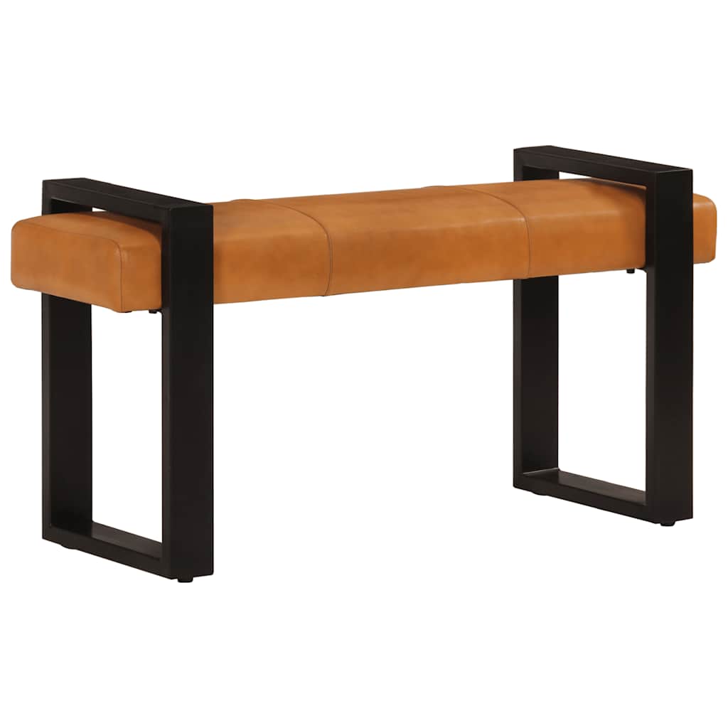 fekete-barna valódi kecskebőr pad 110 cm