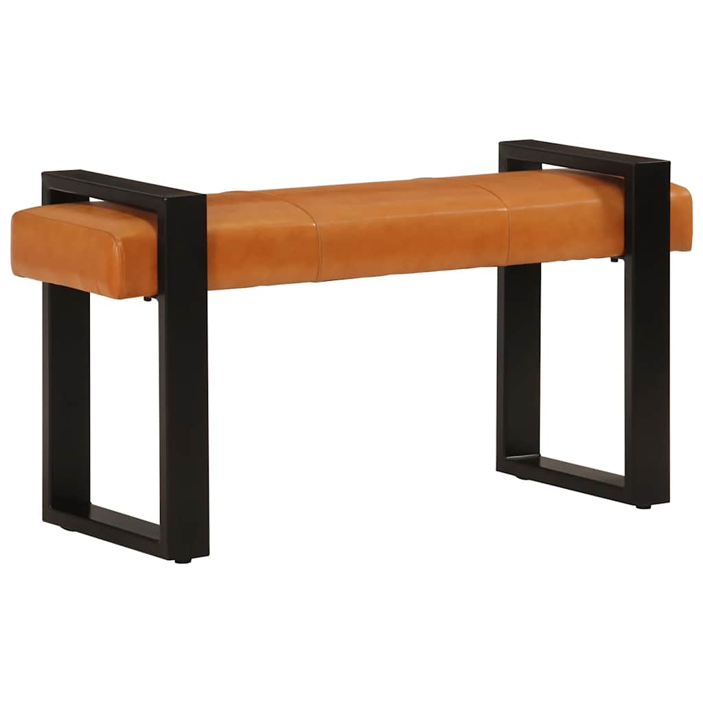 fekete-barna valódi kecskebőr pad 110 cm