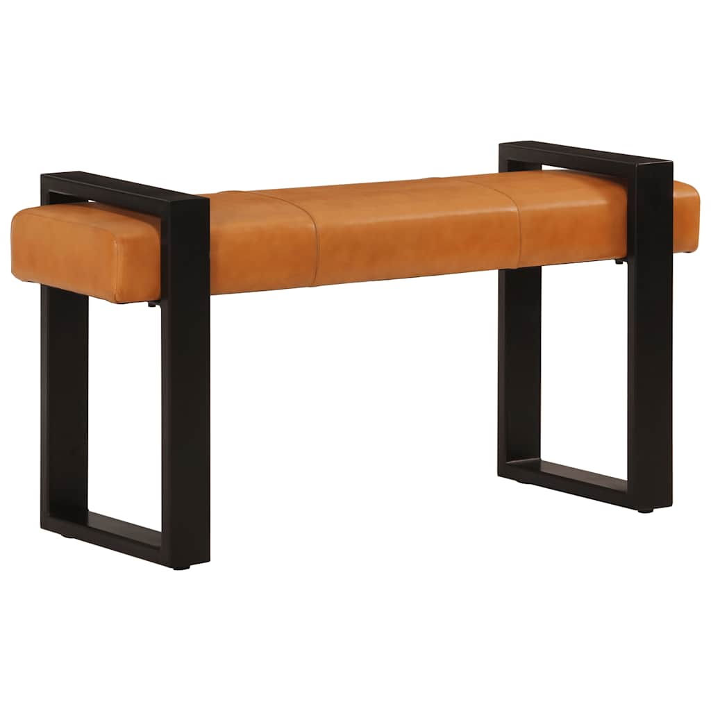 fekete-barna valódi kecskebőr pad 110 cm