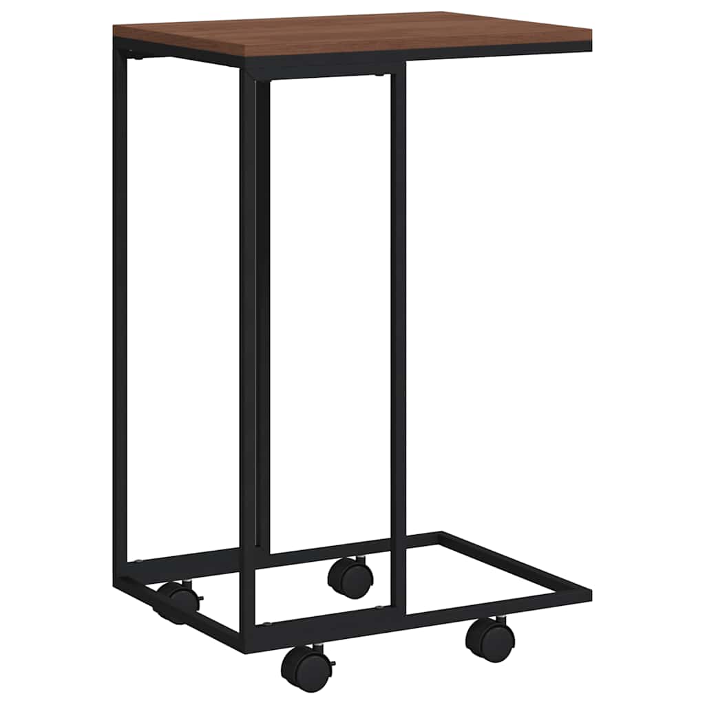 fekete szerelt fa kisasztal kerekekkel 40 x 30 x 63,5 cm