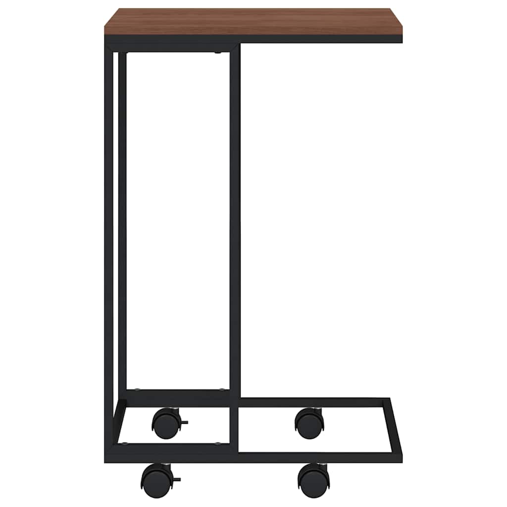 fekete szerelt fa kisasztal kerekekkel 40 x 30 x 63,5 cm