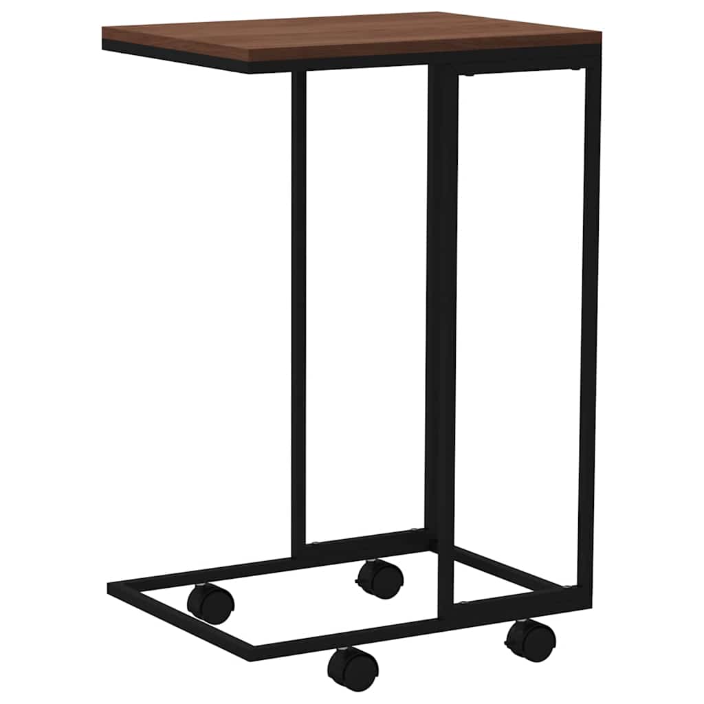 fekete szerelt fa kisasztal kerekekkel 40 x 30 x 63,5 cm