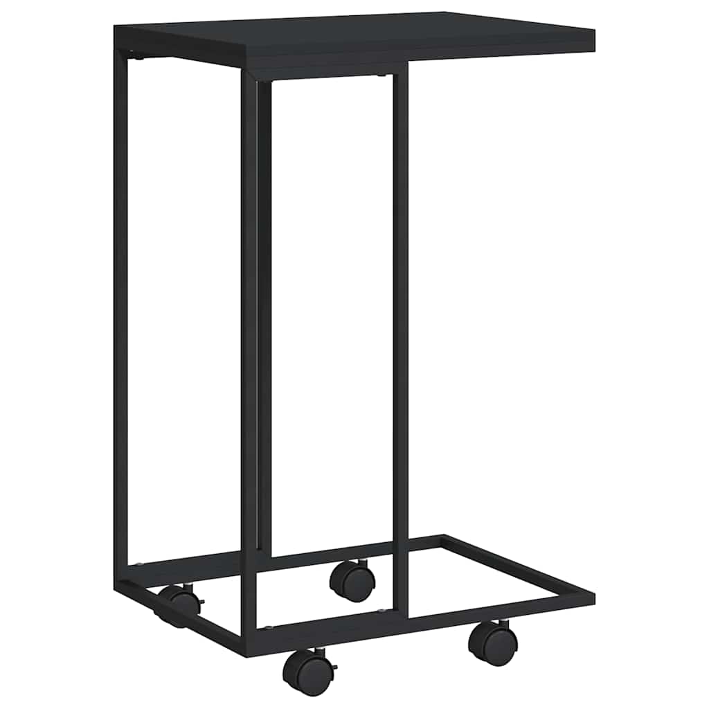 fekete szerelt fa kisasztal kerekekkel 40 x 30 x 63,5 cm