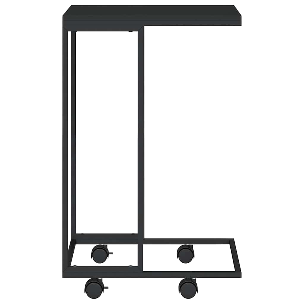 fekete szerelt fa kisasztal kerekekkel 40 x 30 x 63,5 cm