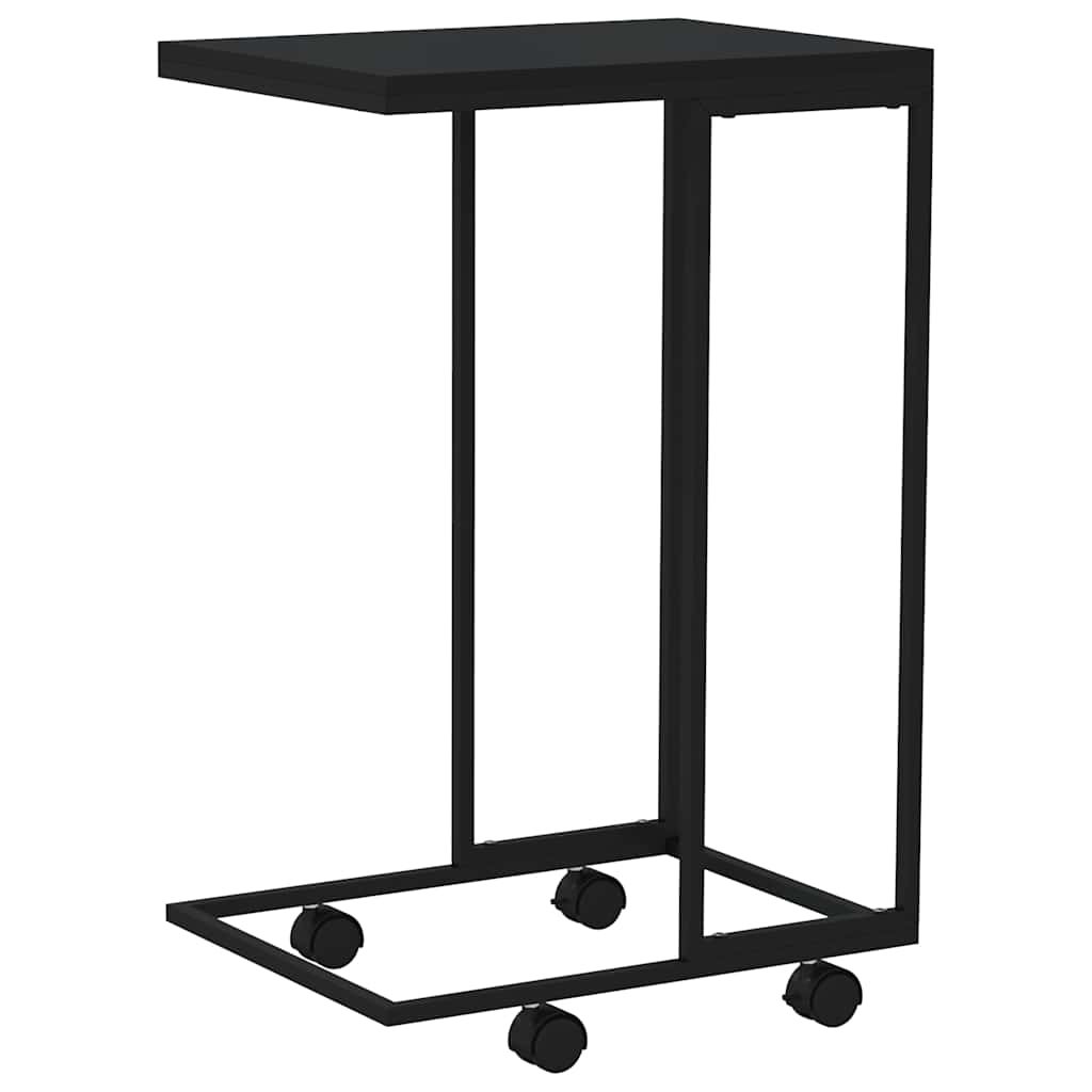 fekete szerelt fa kisasztal kerekekkel 40 x 30 x 63,5 cm