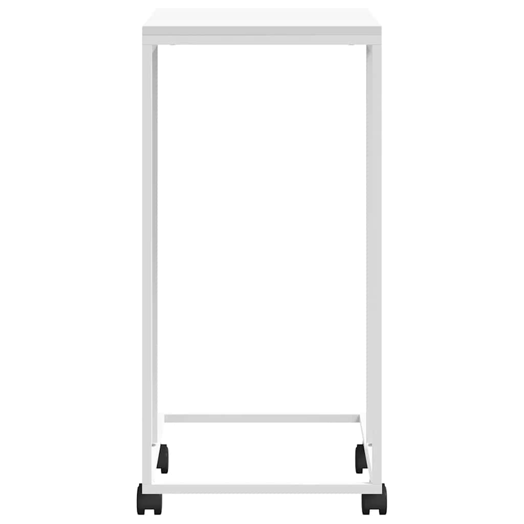 fehér szerelt fa kisasztal kerekekkel 40 x 30 x 63,5 cm