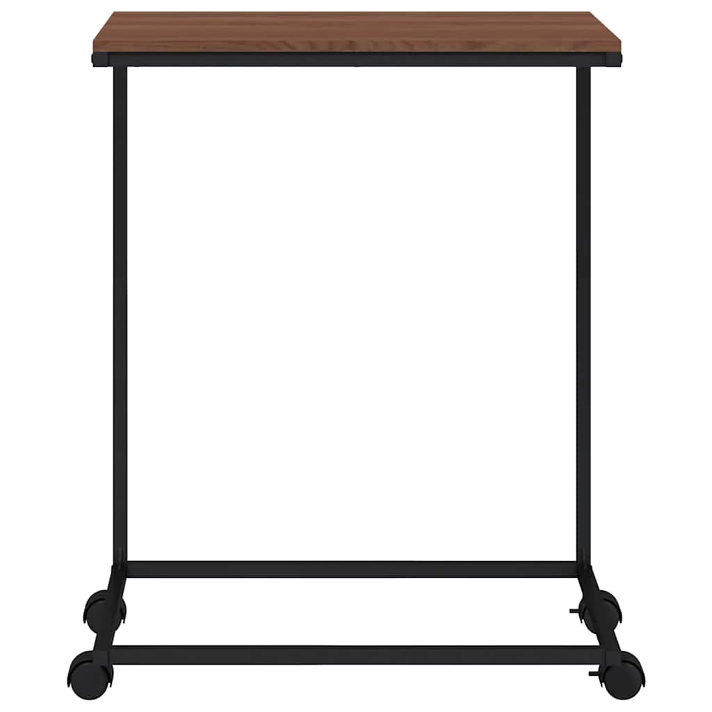 fekete szerelt fa kisasztal kerekekkel 55x35x70 cm