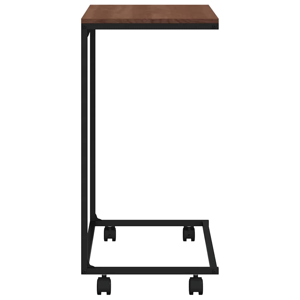 fekete szerelt fa kisasztal kerekekkel 55x35x70 cm