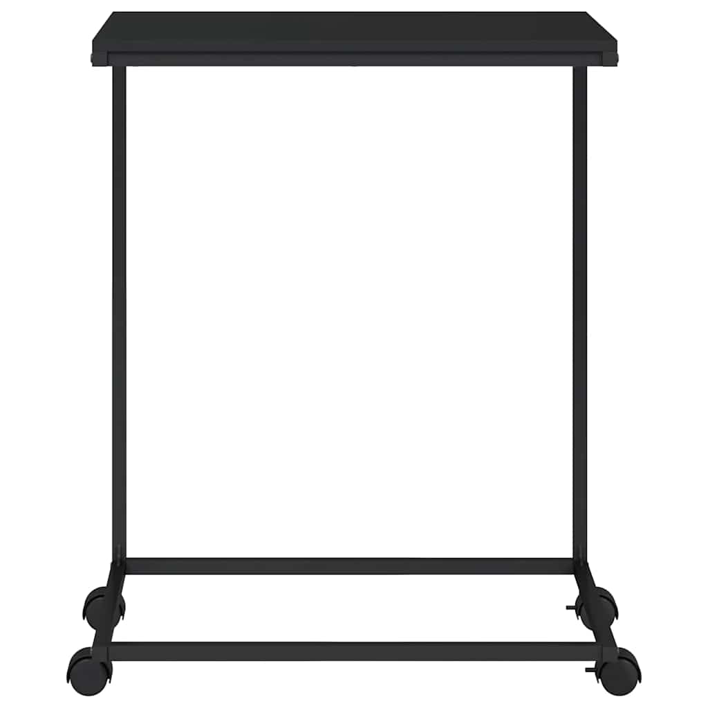 fekete szerelt fa kisasztal kerekekkel 55x35x70 cm