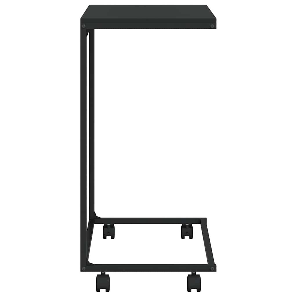 fekete szerelt fa kisasztal kerekekkel 55x35x70 cm