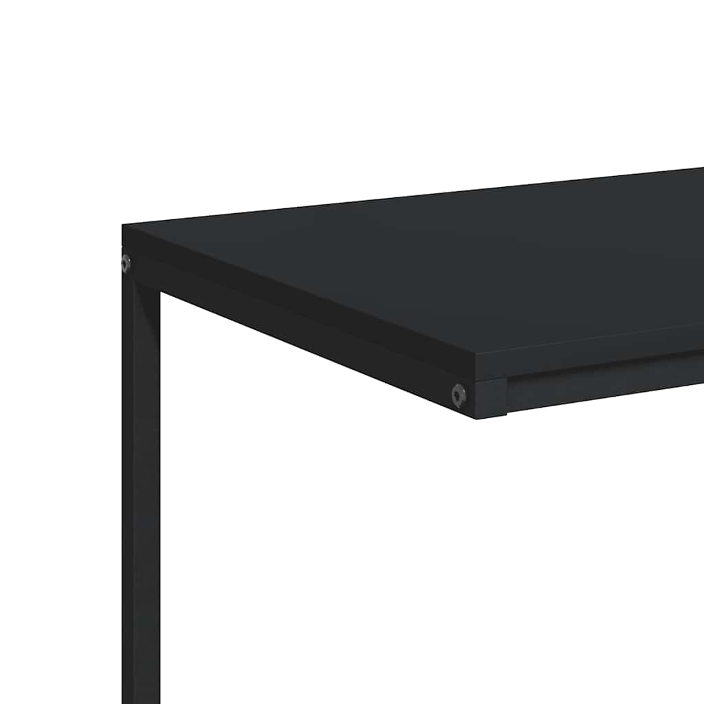 fekete szerelt fa kisasztal kerekekkel 55x35x70 cm